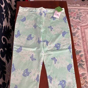 NWT LILLY PULITZER WOMEN'S POCKET OF POSIES CAPRI PANTS SIZE 14- MINT GREEN